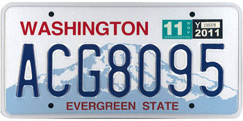 Beautiful Evergreen State License Plate Image